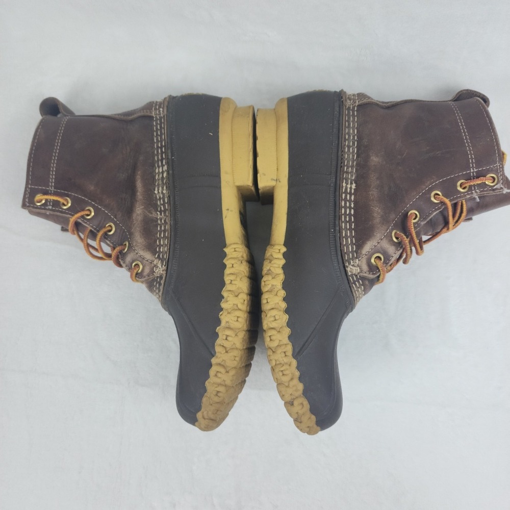 LL Bean Bean Boots Mens Size 8M Brown Leather Rubber Duck Rain Made In Maine - Picture 8 of 11